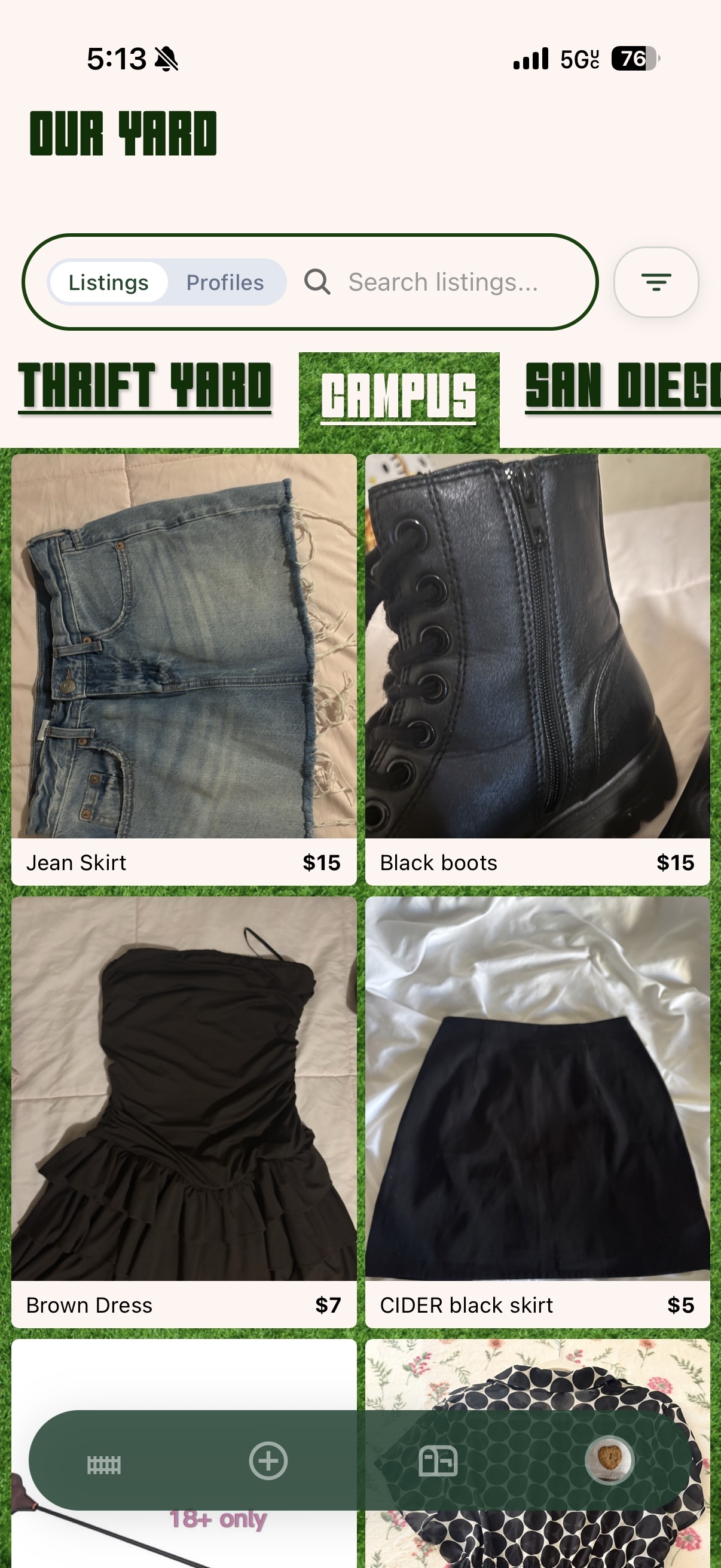 Our Yard app — deals screen