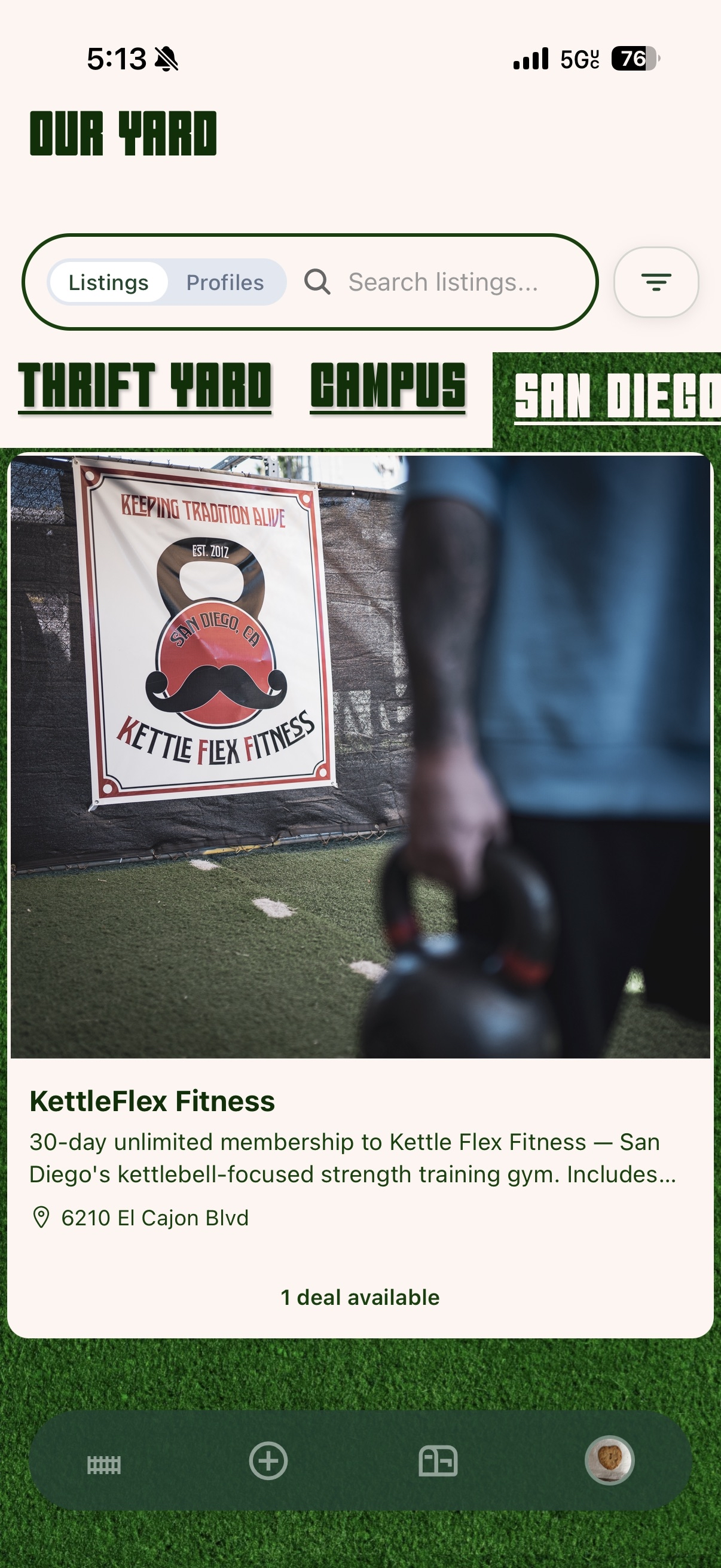 Our Yard app — updates screen